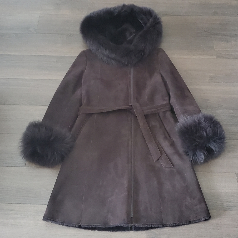 👑 4X HOST PICK 👑 🔥NEW 🔥 Genuine Shearling Coat with Hood - Picture 13 of 16